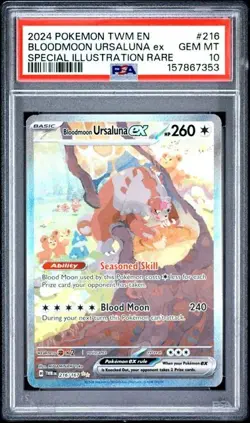 PSA 10 Bloodmoon Ursaluna EX 216/167 Pokemon Twilight Masquerade SIR Card - Image 1