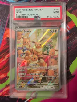 Pokemon TCG Eevee 188/167 TWM EN PSA MINT 9 - Image 1