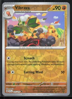 Vibrava 105/191 2024 Common Surging Sparks Pokemon Reverse Holo Crimp Error - Image 1