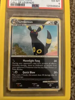 2011 POKEMON CALL OF LEGENDS #22/95 UMBREON HOLO RARE PSA 6 - Image 3