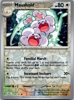 Maushold 158/191 Uncommon Surging Sparks Pokemon Reverse Holo Near Mint - Image 1
