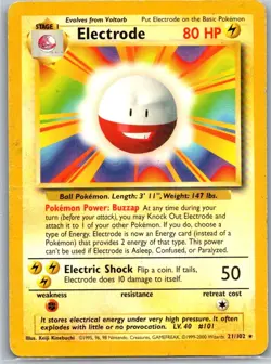 Pokemon TCG Electrode Rare Base Set 021/102 HP - Image 1