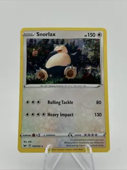 Pokemon TCG Snorlax Sword & Shield Base Set 140/202 Cosmos Holo Rare - Image 1