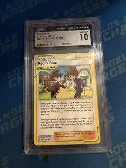 Pokemon CGC 10 Red & Blue 202/236 Cosmic Eclipse TAG TEAM Holo English 2019 - Image 1