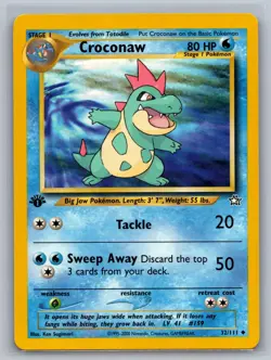 Croconaw 32/111 Uncommon Neo Genesis Pokemon 1st Edition Lightly Played - Image 1