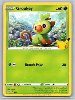 2021 Pokemon Grookey 008/025 Promo McDonald's 25th Anniversary Promos Holo NM - Image 1