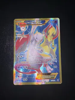 Beautiful “Damaged” Mewtwo EX Secret Rare 163/162 BREAKthrough Gold Full Art HP - Image 2