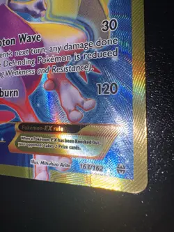 Beautiful “Damaged” Mewtwo EX Secret Rare 163/162 BREAKthrough Gold Full Art HP - Image 4