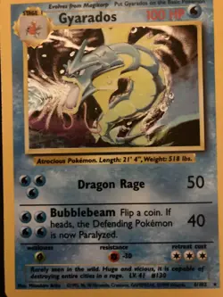 Pokemon TCG Gyarados Base Set 6/102 Holo Rare Pokemon Card LP - Image 1
