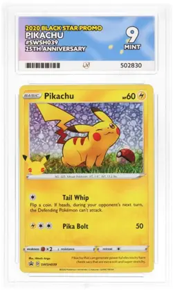 Pokemon TCG Card Pikachu SWSH039 25th Celebrations Black Star Promo - ACE 9 - Image 1