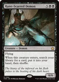 Rune-Scarred Demon [FDN - 184] Foil Rare Near Mint (Magic The Gathering) - Image 1