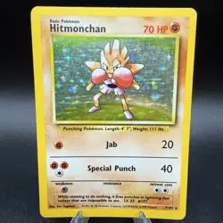 Hitmonchan 7/102 Holo Holo Rare Base Set Unlimited HP Condition Pokemon TCG Card - Image 1