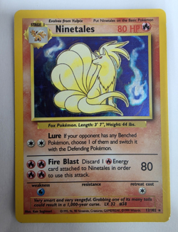 Pokemon TCG Ninetales 12/102 Base Set Unlimited Holo Rare WOTC 1999 Vintage - Image 1