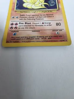 Pokemon TCG Ninetales 12/102 Base Set Unlimited Holo Rare WOTC 1999 Vintage - Image 2