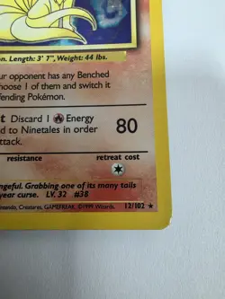 Pokemon TCG Ninetales 12/102 Base Set Unlimited Holo Rare WOTC 1999 Vintage - Image 4
