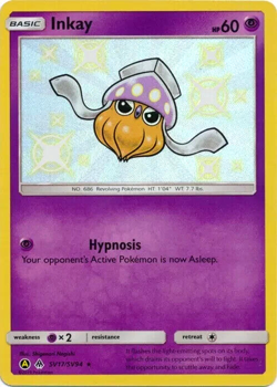 Pokemon TCG Shiny Inkay SV17/SV94 Hidden Fates Shiny Vault Shiny Rare Holo - Image 1