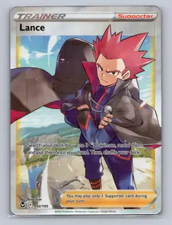 LANCE 192/195 ULTRA RARE SILVER TEMPEST POKEMON Holo NM ^4 - Image 1