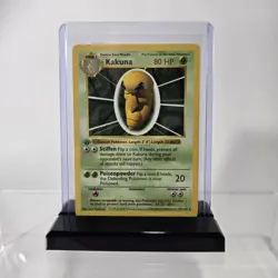 FREE DISPLAY STAND 1st Edition KAKUNA Uncommon #33 Base Set Pokemon LP TO MP - Image 2