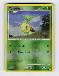 Turtwig 103/130 Reverse Holo Common Diamond & Pearl Pokemon 2007 Heavily Played - Image 1