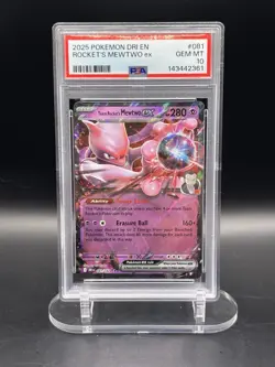 2025 POKEMON DRI EN-DESTINED RIVALS #081 TEAM ROCKET'S MEWTWO EX PSA 10 - Image 1