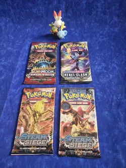 Pokemon Boosters 2 x Steam Siege, Rebal Clash, Crimson Invasion & Figurine - Image 1