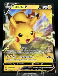 Pikachu V 043/185 Holo V Rare Vivid Voltage Pokemon TCG Holo Near Mint - Image 1