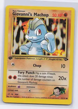 Giovanni's Machop 72/132 Common Gym Challenge Pokemon 1st Edition MP - Image 1