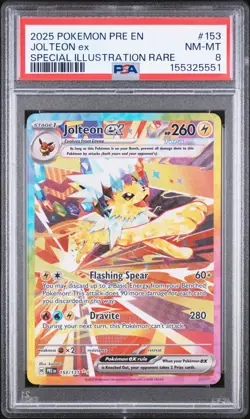 2025 POKEMON PRE EN-PRISMATIC EVOLUTIONS #153 JOLTEON EX PSA 8 - Image 1