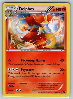 Delphox 13/124 Holo Rare Fates Collide Pokemon Lightly Played - Image 1