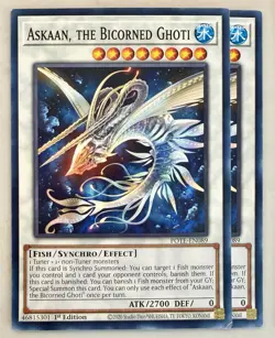 Yugioh! 2x Askaan the Bicorned Ghoti POTE-EN089 Common - 1st Ed NM - Image 1