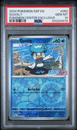 PSA 10 Pokemon Center Exclusive Quaxly Reverse Holo SSP EN Horizons 050/191 Card - Image 1