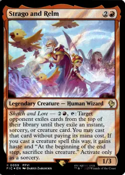 MTG FIC Surge Foil Strago and Relm Commander: Final Fantasy 59 R NM Card Scan - Image 1
