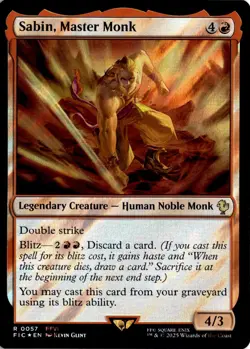 MTG FIC Surge Foil Sabin, Master Monk Commander: Final Fantasy 57 R NM Card Scan - Image 1