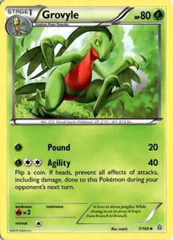 Pokemon Grovyle XY Primal Clash 7/160 Uncommon Light Play LP Card Scan 2015 - Image 1