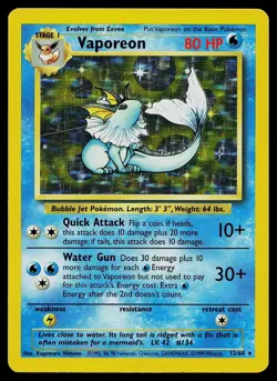 Pokemon Card - Vaporeon Jungle 12/64 Unlimited Holo Rare No Set Symbol Error - Image 1