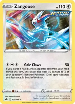Zangoose 120/198 Sword & Shield - Chilling Reign English Pokemon Card - Mint/NM - Image 1