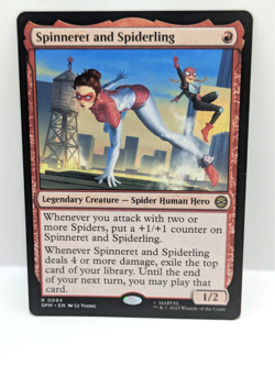 MTG Spiderman - Spinneret And Spiderling - Rare - Legendary Creature - SPM 094 - - Image 1