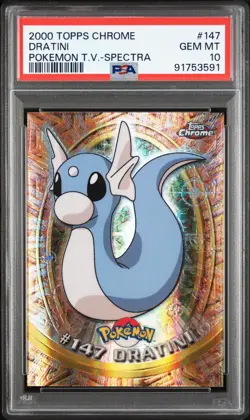 PSA 10 Pokemon TCG 2000 Topps Chrome Pokemon T.V. #147 Dratini GEM Spectra-foil - Image 1
