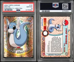 PSA 10 Pokemon TCG 2000 Topps Chrome Pokemon T.V. #147 Dratini GEM Spectra-foil - Image 3