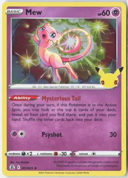 Mew 011/025 Holo Rare Celebrations Pokemon Lightly Played - Image 1