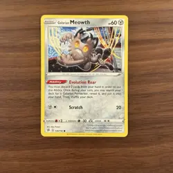 Galarian Meowth 126/192 Common Regular Pokemon Rebel Clash Mint - Image 1