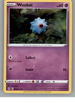 Woobat 068/203 Common Evolving Skies Pokemon Near Mint - Image 1