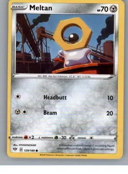 Meltan 129/189 Common Darkness Ablaze Pokemon Near Mint - Image 1