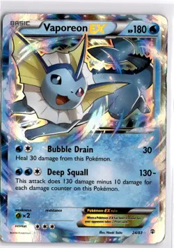 Pokemon English Vaporeon EX Generations 24/83 GEN Ultra Rare Scan - Image 1