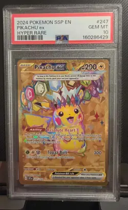 2024 Pokemon Pikachu EX 247 Gold Hyper Rare PSA 10 - Image 1