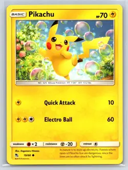 Pikachu 19/68 Common Hidden Fates Pokemon Near Mint - Image 1