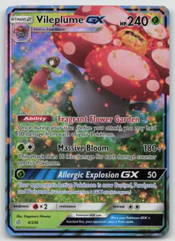 Vileplume GX 4/236 Holo GX Rare Cosmic Eclipse Pokemon Holo LP/MP - Image 1