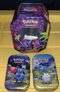Pokemon Mega Gengar ex Moonlit Tin Empty Plus 2 Empty Mini Tins - Image 2