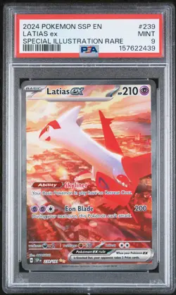 2024 POKEMON SSP EN-SURGING SPARKS SPECIAL ILLUSTRATION RARE LATIAS EX PSA 9 - Image 1
