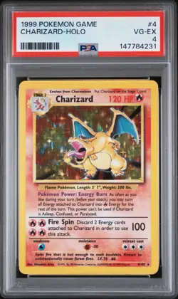 1999 Pokemon Game Base Set #4 Charizard Holo Rare PSA 4 VG-EX - Image 1